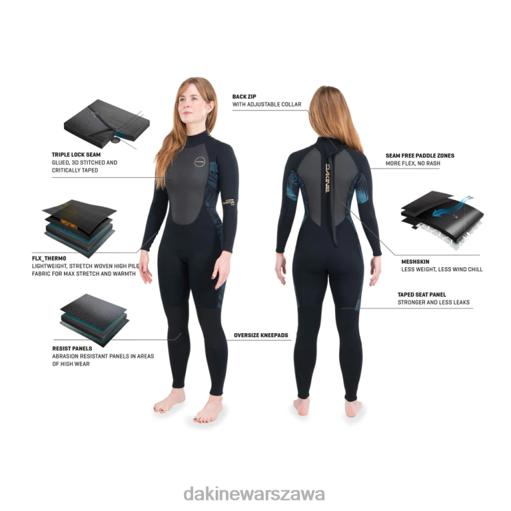 Dakine kobiety Pełny kombinezon z zamkiem błyskawicznym Quantum 3/2 mm B0XJ2750 czarny szary odzież