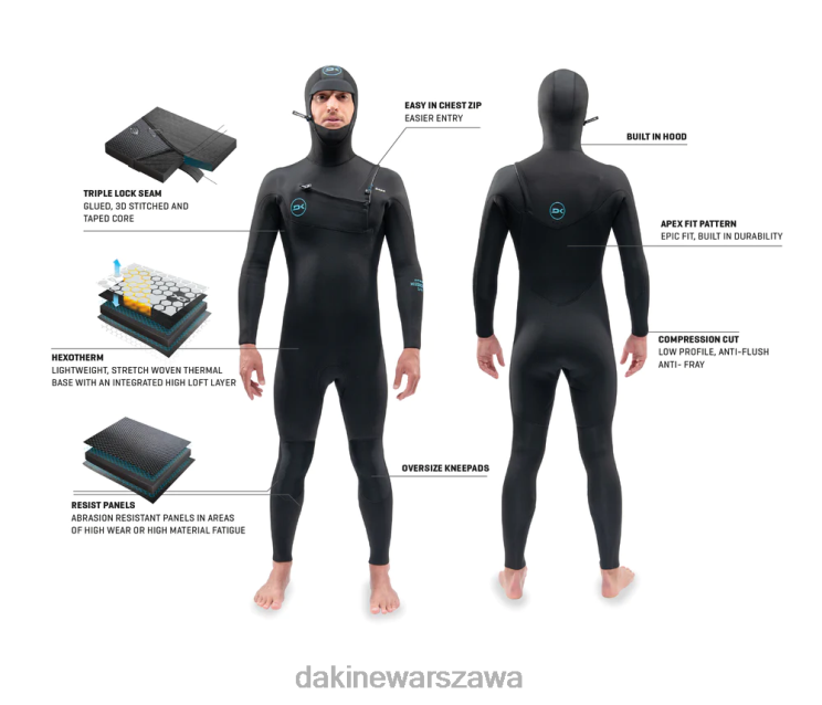 Dakine mężczyźni Kombinezon z kapturem i zamkiem błyskawicznym Mission Chest 4/3mm B0XJ289 czarny - 21 odzież